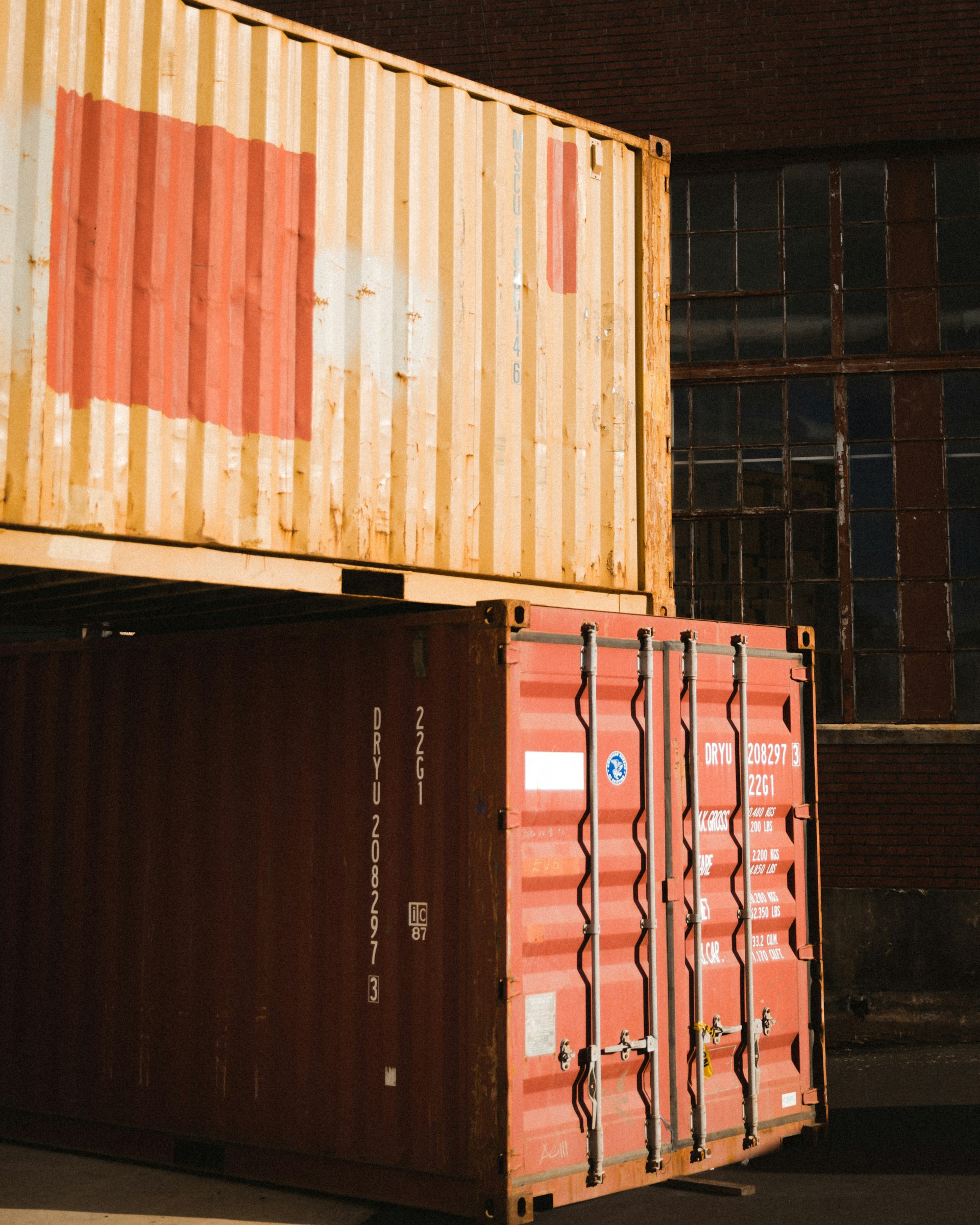 Shipping containers at a port